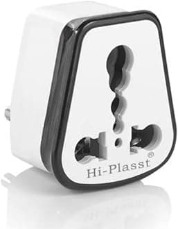 HI PLASST PINS N PLUGS HI-PLASST Hard PVC 5 to 15 Ampere Converter Socket for Big Size 16 Ampere Top with Universal Sockets for International (Black, 5)