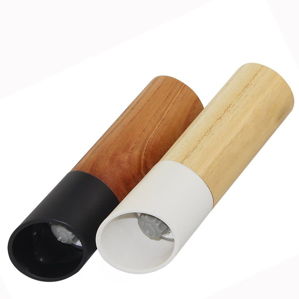Salt and Pepper Mills Set Shakers with Ceramic Adjustable Grinders as Christmas Gifts (Wooden Set)