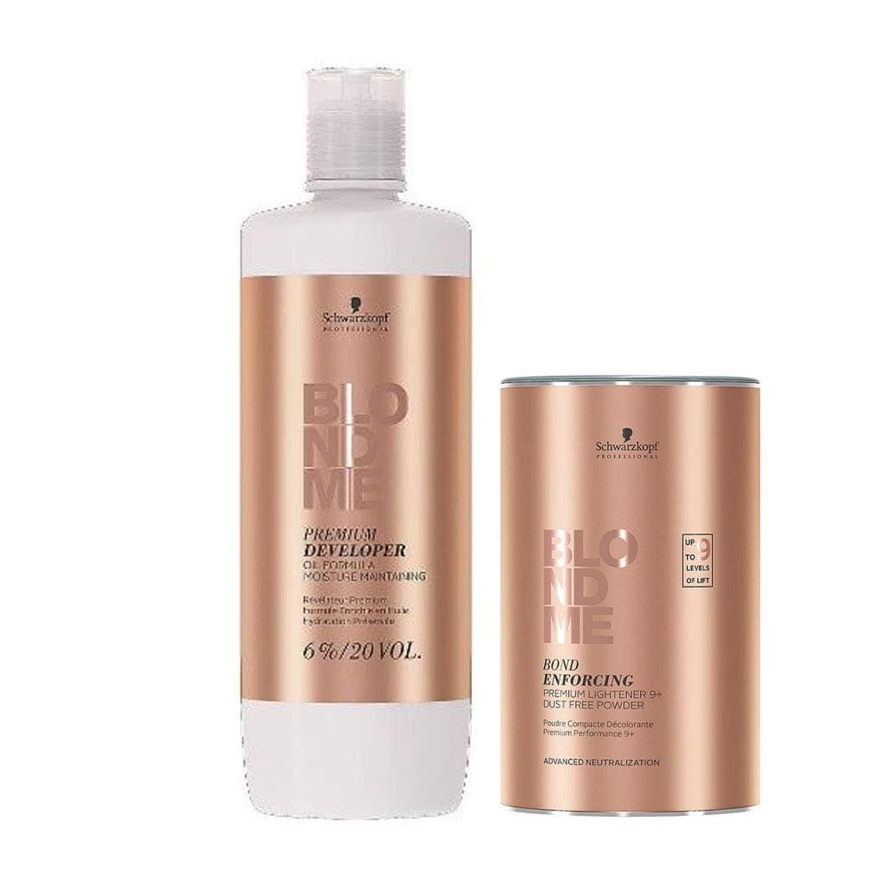 BlondMe Combo Premium Developer 6%/20V and BlondMe Bond Enforcing Premium Lightener 9+ Dust Free Powder