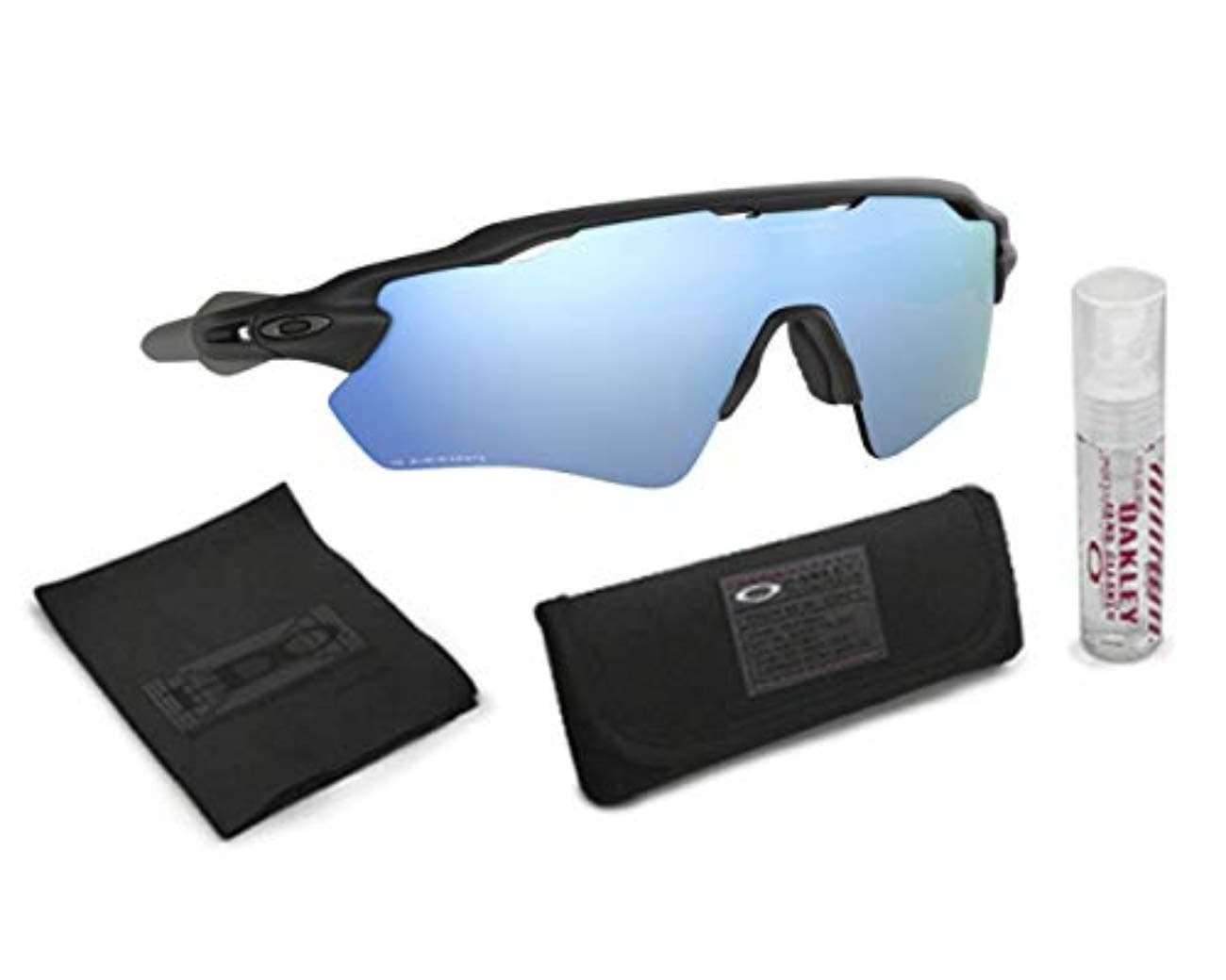 Radar EV Path Sunglasses (Matte Black Frame/Deep Prizm Water Polarized Lens) with Lens Cleaning Kit (Black)