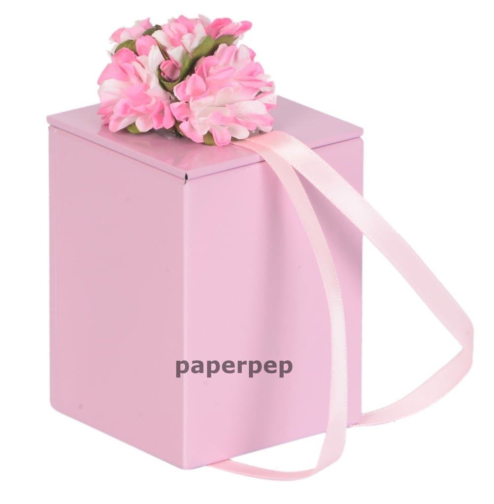 Paper Pep Packaging Collection Plain Tin Boxes 6X6X8CM Light Pink (Pack of 6)