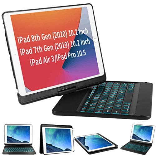iPad Keyboard Case 9.7 6th Gen 2018, iPad 2017(5th,Gen), iPad Pro 9.7, iPad Air 1/2, 7 Color Backlit with BT Wireless Keyboard
