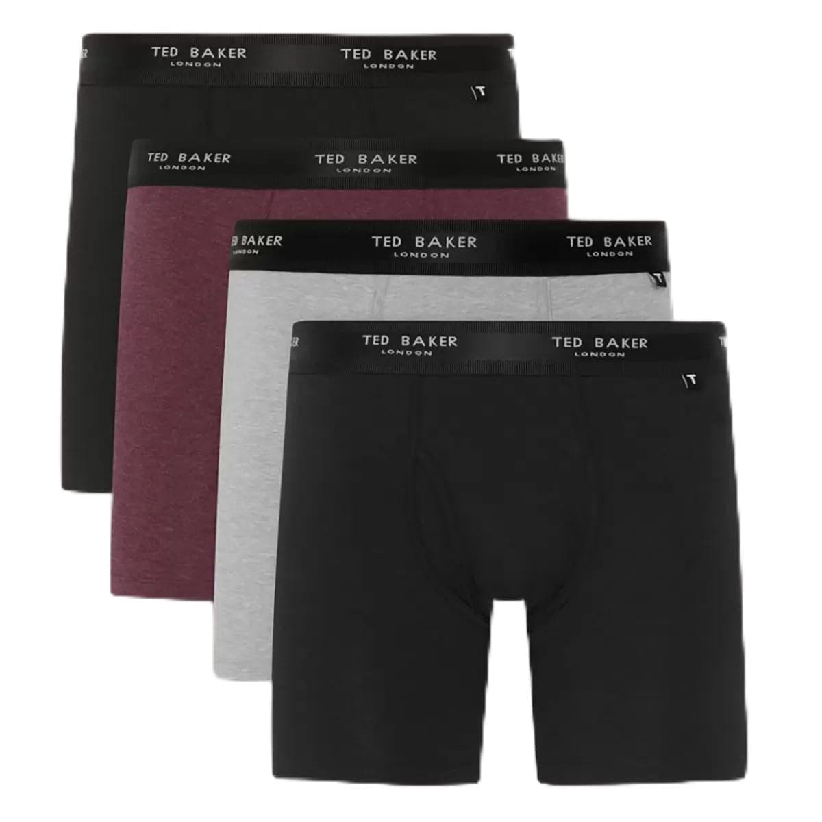 Ted BakerBoxer Briefs 4 Pack Cotton Stretch Black Mix (Black, Red, Grey) or Navy Mix (Black, Navy, Blue) Sizes M, L & XL