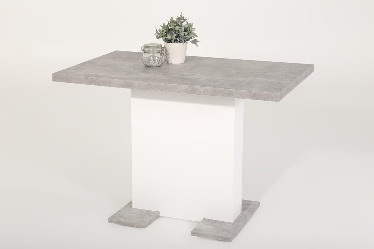 Smart Modern Looking Extendable Dining Table (Removable Leaf) (Concrete look/White)