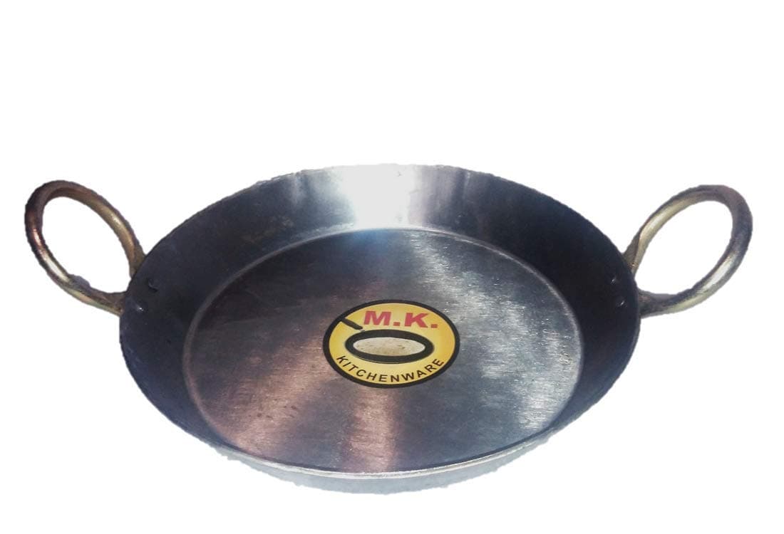 MK KITCHENWARE Flat Iron Kadhai /Fry Pan 2.5 Liter,10.5 Inches,26.6 cm Original Iron/loha