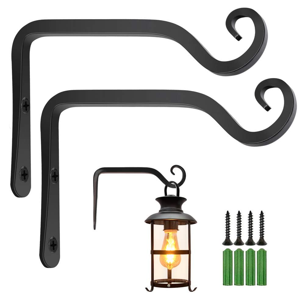 YEVIOR 2 Pack Wall Hook Hanging Plant Bracket 6 Inch Hanger Wall Planter Hooks Iron Wall Mount Rustic Home Decor for Flower Pot Bird Feeder Wind Chimes Lantern
