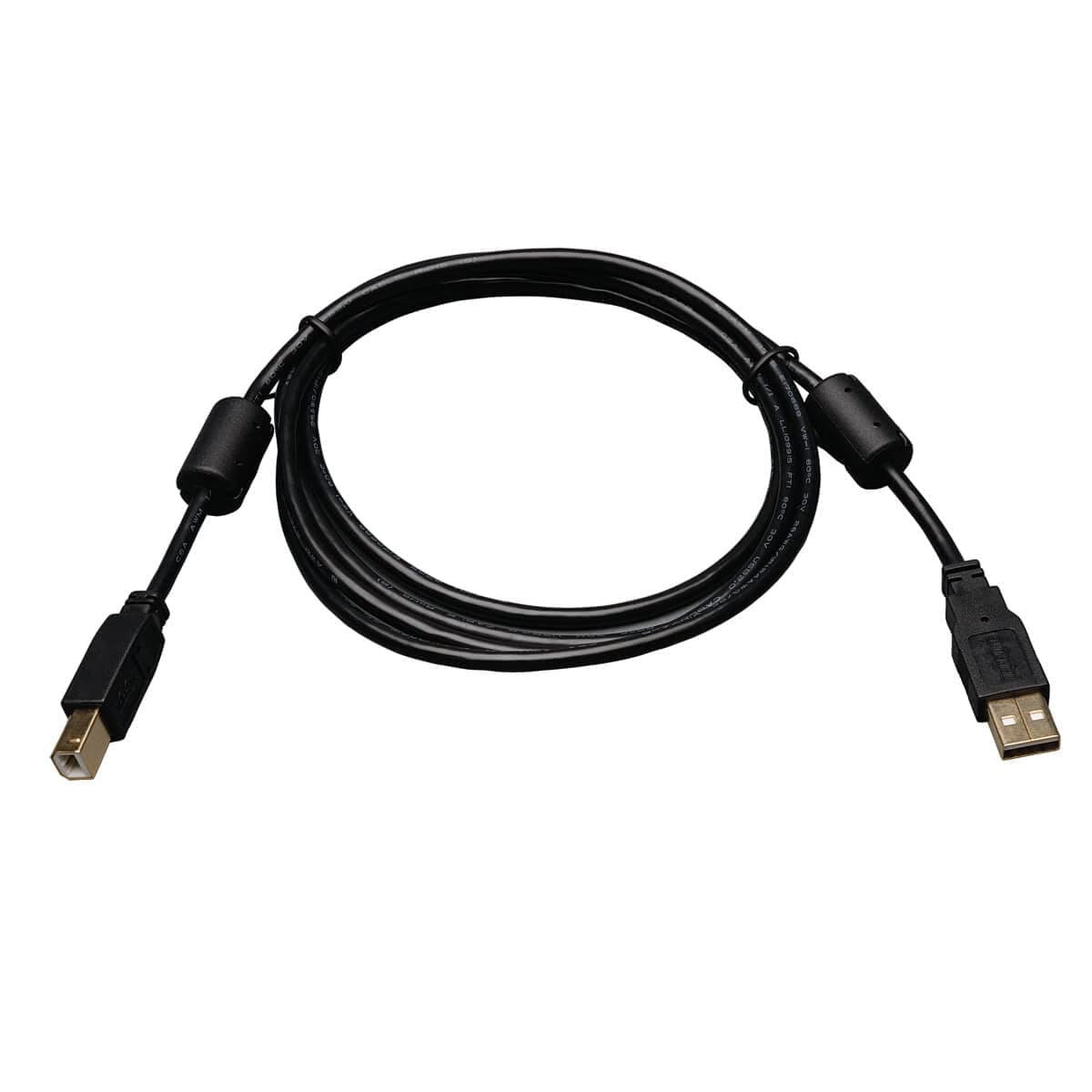 Tripp Lite USB 2.0 Hi-Speed A/B Device Cable Ferrite Chokes (M/M), 1.8 m, Black