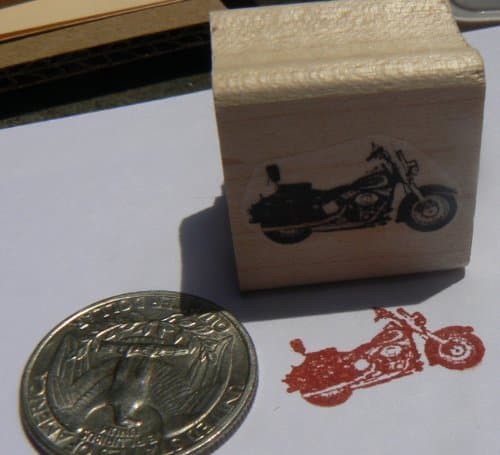 Miniature Harley Style Motorcycle Rubber Stamp P24