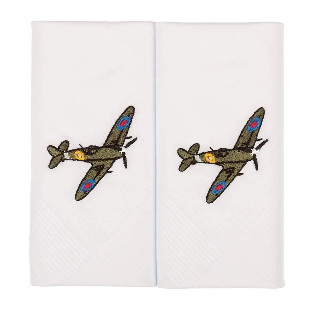Spitfire Hankies - White Handkerchiefs with Spitfire Design, One Size