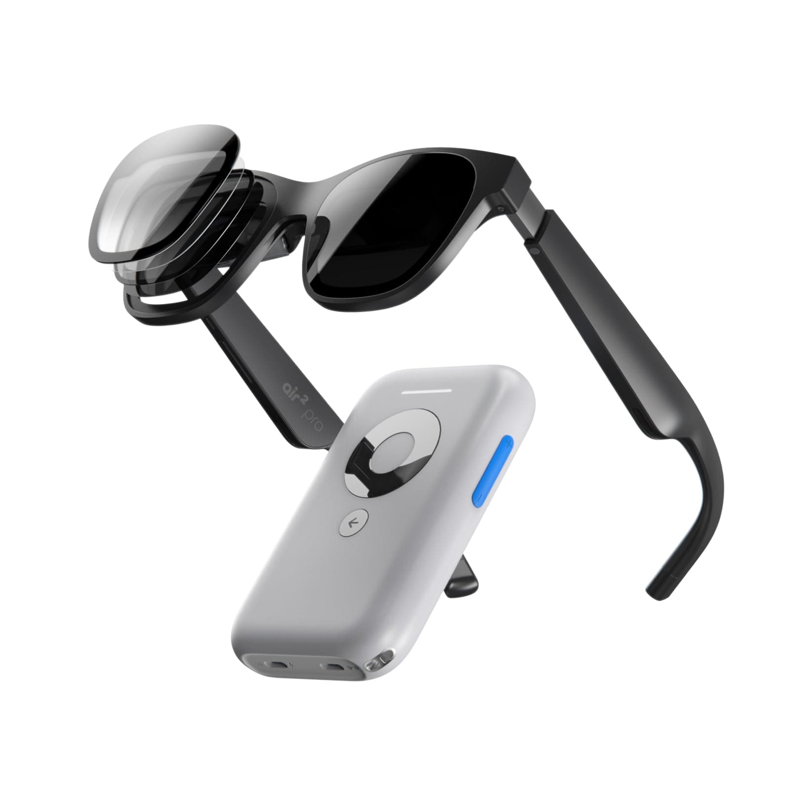 XREAL Air 2 Pro AR Glasses and Beam Bundle, The Ultimate Wearable Display with 3-Level Immersion Control, Up to 330" IMAX Screen, Portable TV Box, Spatial Display, Steam Deck/Consoles/iOS/Android/PC