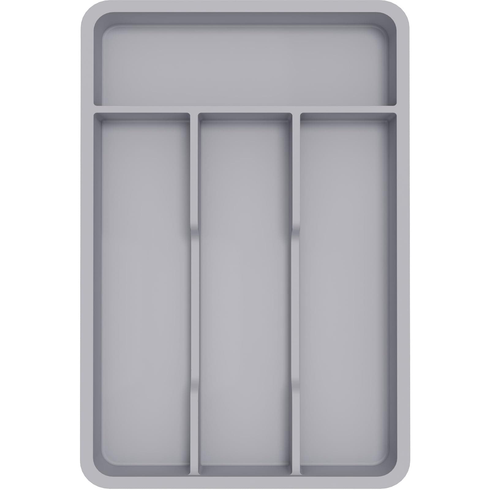 Lifewit Silverware Drawer Organizer Tray, Plastic Cutlery Storage for Kitchen, Flatware and Utensil Holder Divider for Spoons Forks Knives Tableware, 7.8 x 12.4", 4 Slots, Gray