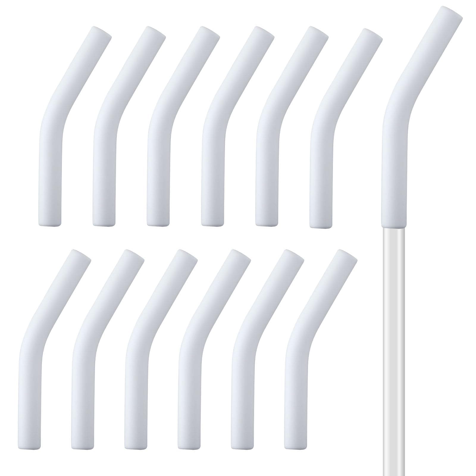 13pcs Silicone Straw Tips, Soft Reusable Drinking Straw Topper Fit for 8mm Outer Diameter Hydraflow Straw Replacement Tip Covers BPA Free for Stainless Steel Straws (White)