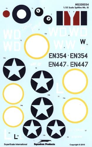 Supermarine Spitfires Mk.IX USAAF Decals