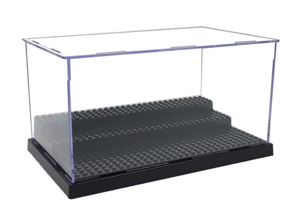 N&F Minifigure Display Case, 3 Layers, Movable, Dustproof, Compatible with Most Minifigures, Black, ABS Plastic