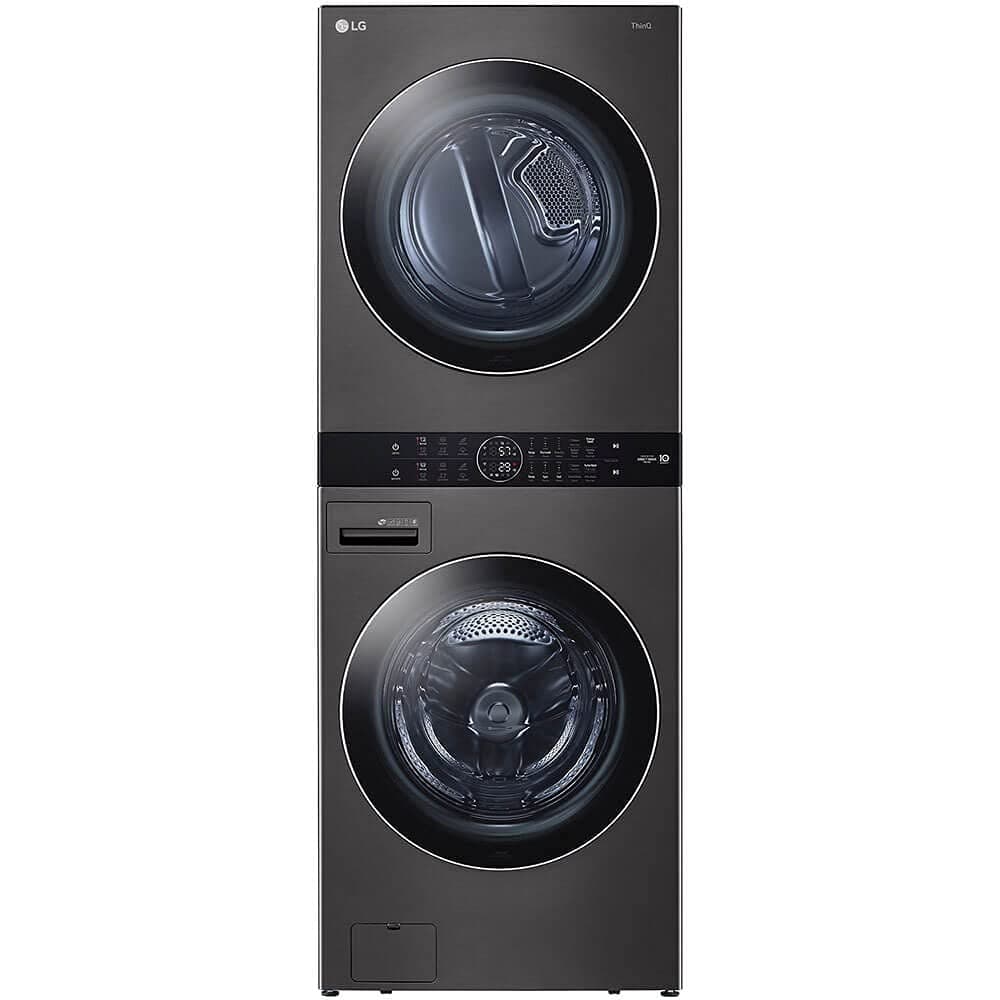 WashTower Stacked Smart Laundry Center 4.5 Cu.Ft. Front Load Washer & 7.4 Cu.Ft. Electric Dryer in Black Steel w/Steam WKEX200HBA