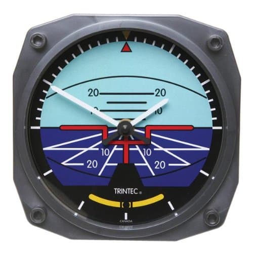 Trintec Artificial Horizon Clock 6.5" Square Novelty Aviation