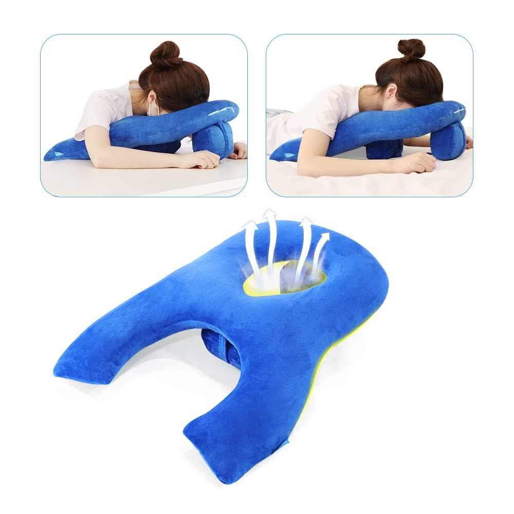 Face Down Pillow After Eye Surgery for Sleeping Prone Pillow with Face Hole Massage Head Rest for Bed Napping Desk Pillow Detached Retina Vitrectomy Recovery Equipment Head Positioning Pillow