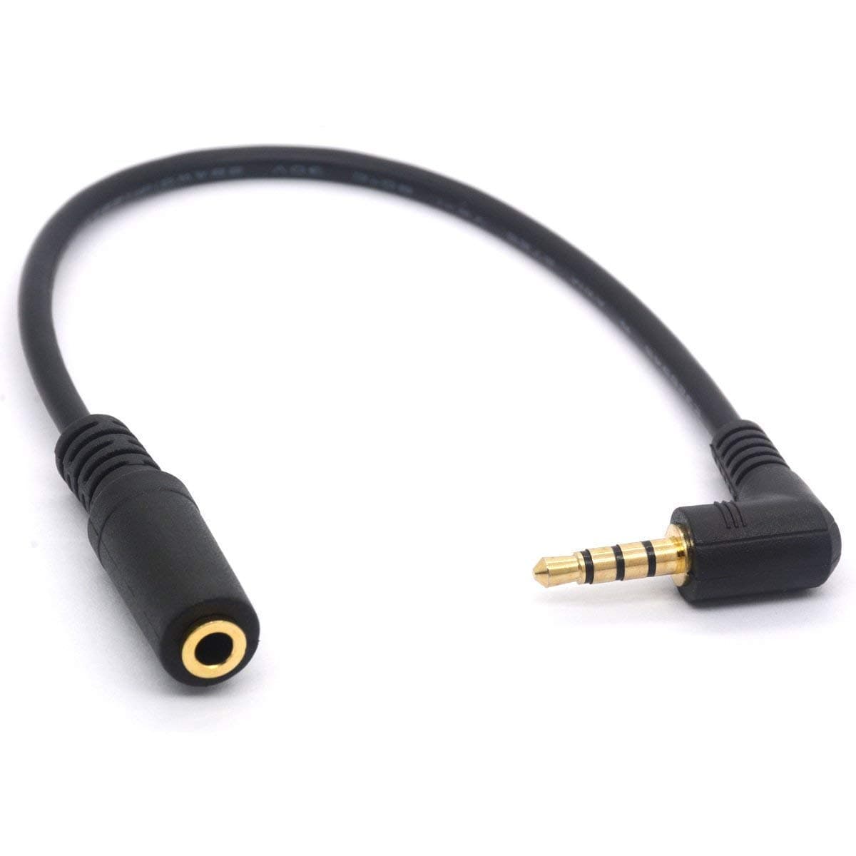 4 Pole 3.5mm TRRS Audio Stereo Cable, 90 Degrees Right Angled 3.5 mm Male to Female Adapter Cord(Male to Female)