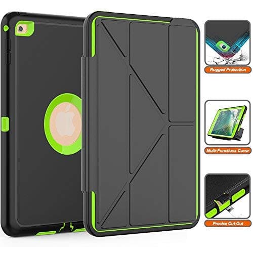Timecity Tablet Case for iPad Mini 4, iPad Smart Case 4th Generation, Protective Cover for iPad with Magnetic Auto Wake/Sleep (Fits iPad A1538,A1550 7.9 Inch 2015 Release), Black/Green