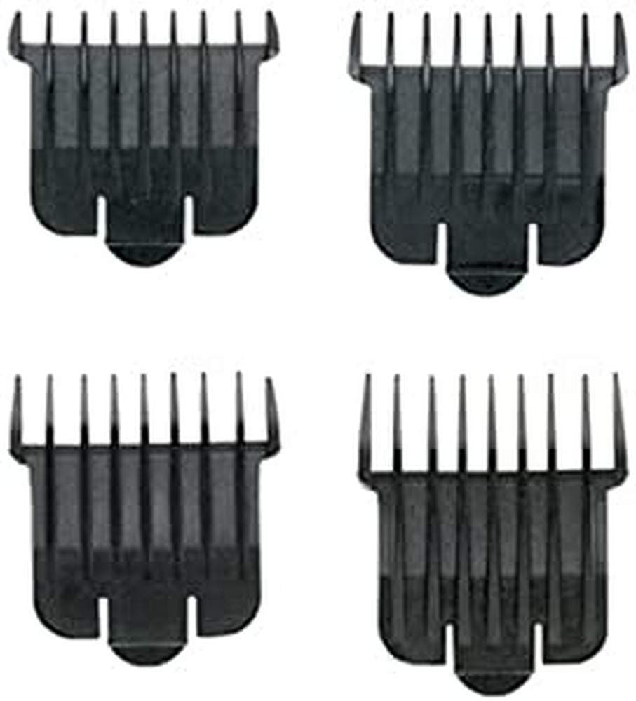 Andis - Snap-On T-Blade Attachment Combs – 4/Piece Comb Set - Suitable for Hair Clipper Trimmer, Professional Use, Easy Clean, Long-Lasting - Sizes, 1.5, 3, 6, 9 mm (1/16", 1/8", 1/4", 3/8") – Black