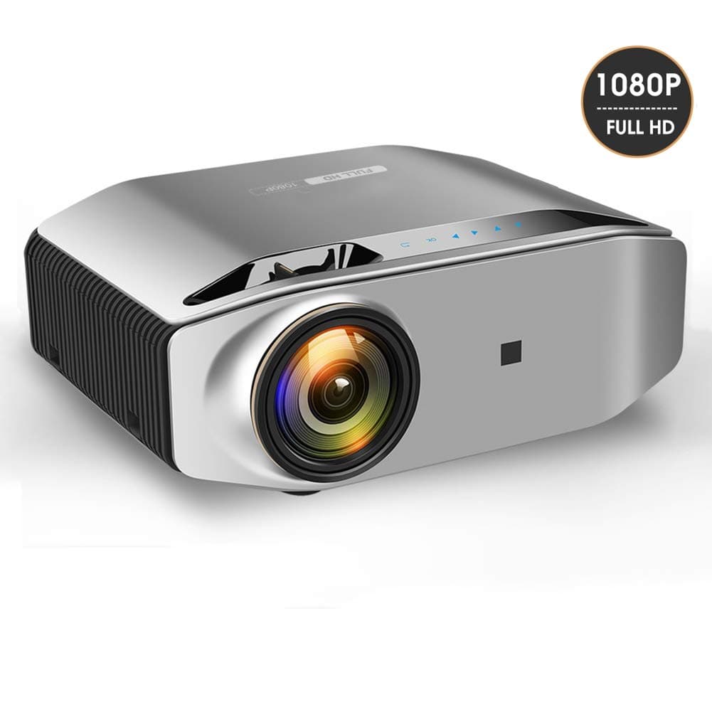 GFFG Video Projector, 1080P Projector 6.3"LCD Light Projector with 300'' Display Area, 6500 Lumen Portable Projector with 50,000 Hrs LED Lamp Life, Full HD Projector,YG620