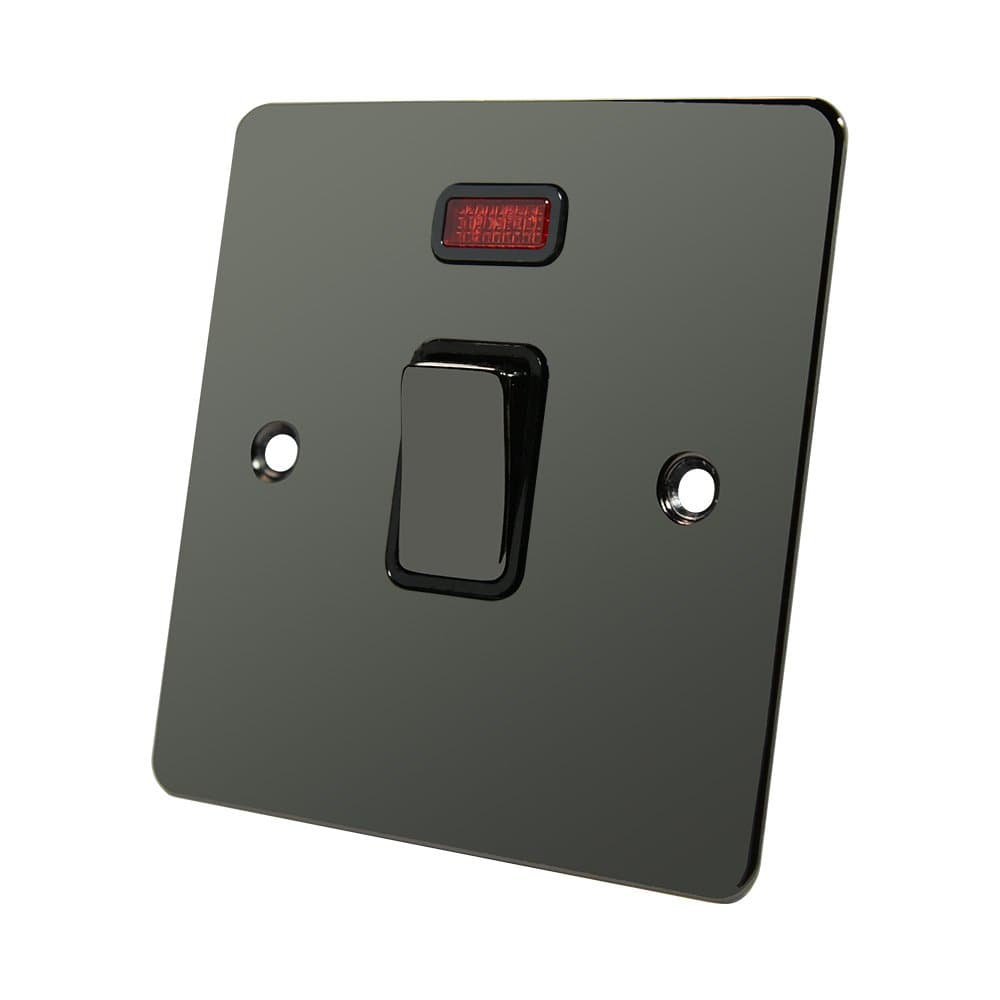 Flat Plate Black Nickel 20 Amp DP Switch - 20A Double Pole Switch w/Neon Indicator