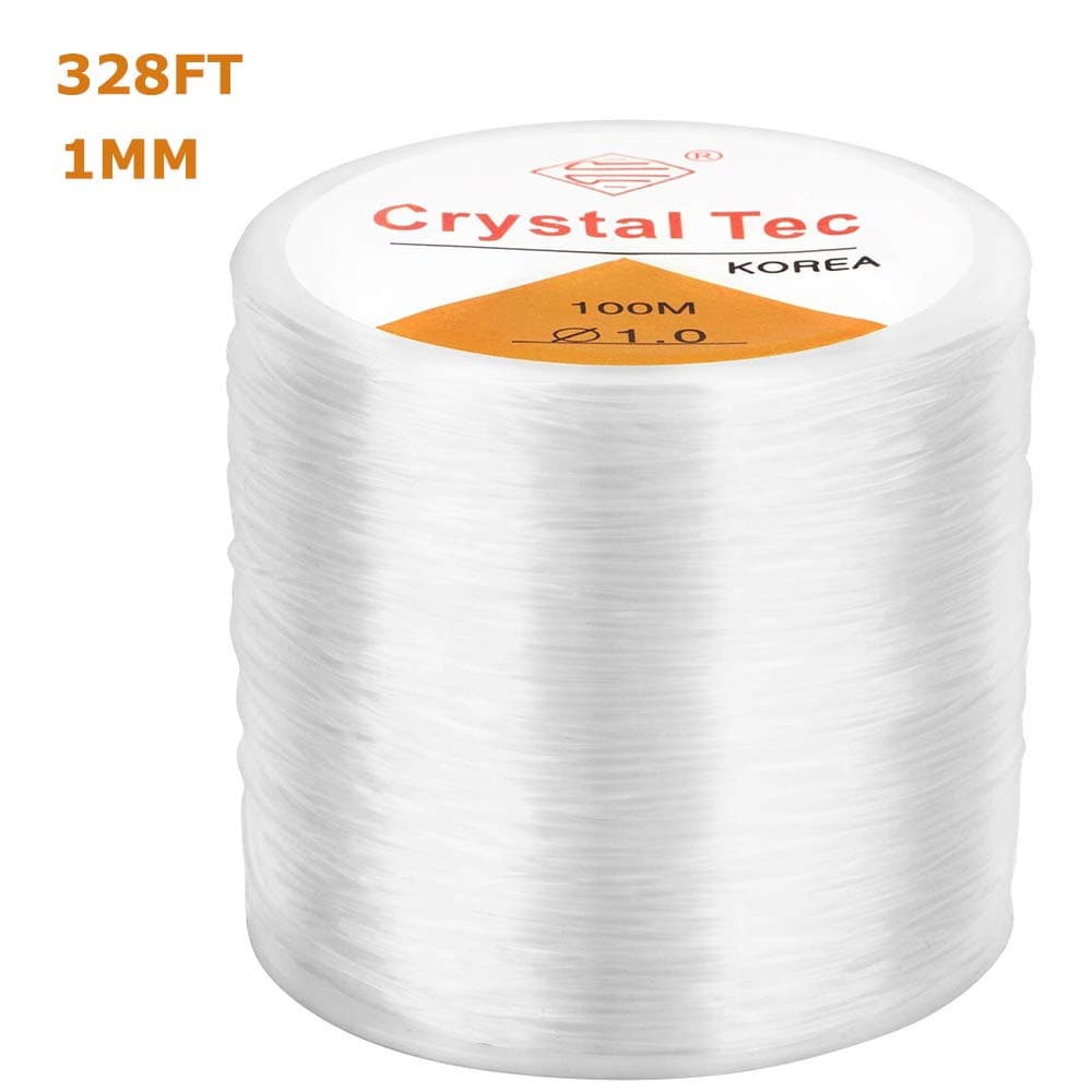 1mm Clear Elastic String for Bracelets, Stretchy Elastic Bead Cord String for DIY Jewelry Making, 1 Roll 328FT