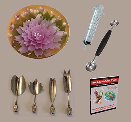 (4pcs/Set24) Gelatin Art Tools, 3D Jelly Cake Tools Plus 1 Syringe 20cc, 1 Scoop