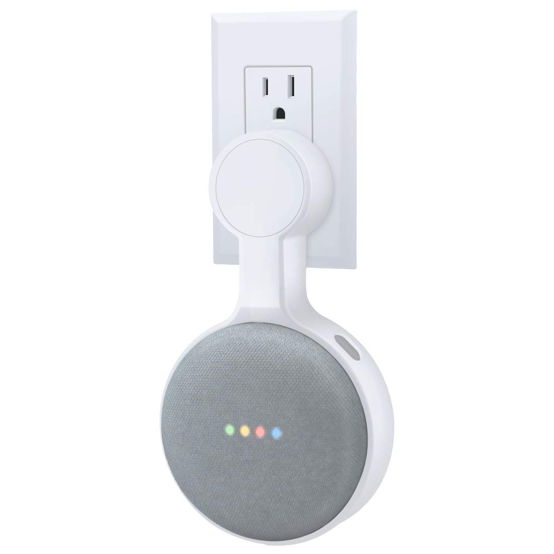 Outlet Wall Mount Holder for Google Nest Mini (Home Mini 2nd Gen and 1st Gen), A Space-Saving Accessories for Google Nest Mini Voice Assistant 2nd Generation (White)