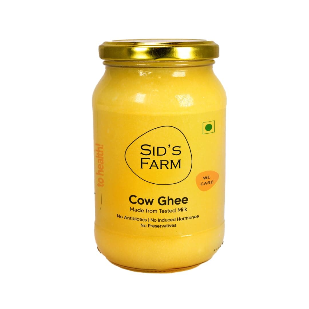 Sid’s Farm Cow Ghee - 350g | Aromatic and Granular | Made With Safe Tested Milk | Free From Antibiotics, Preservatives and Induced Hormones | Glass Jar