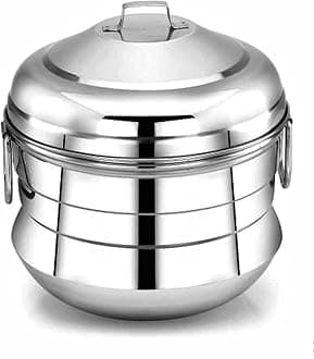 Stainless Steel Idli Maker/satti/Steamer/Boiler/Cooker/Panai (14 IDLY) Weight 1.400 Kg, Silver