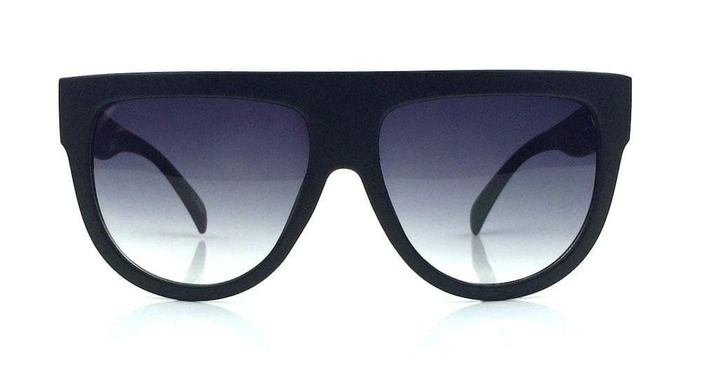 Flat Top Square Gradient Frame Sunglasses Shadow Ombre (Black)