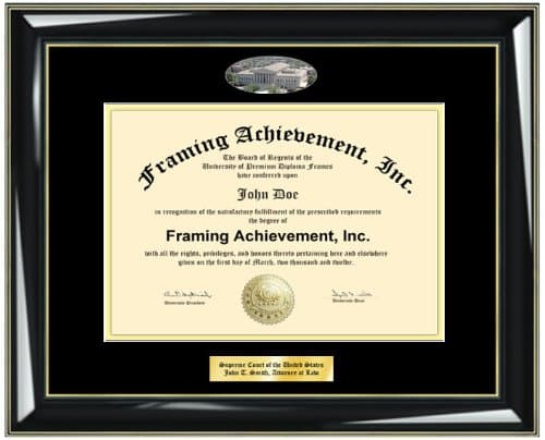 AllGiftFrames State Bar License Frame Document Diploma Engrave Supreme Court United States Bar Certificate Document License Majestic Black Lawyer Gift Law School Graduation Attorney Juris Doctor