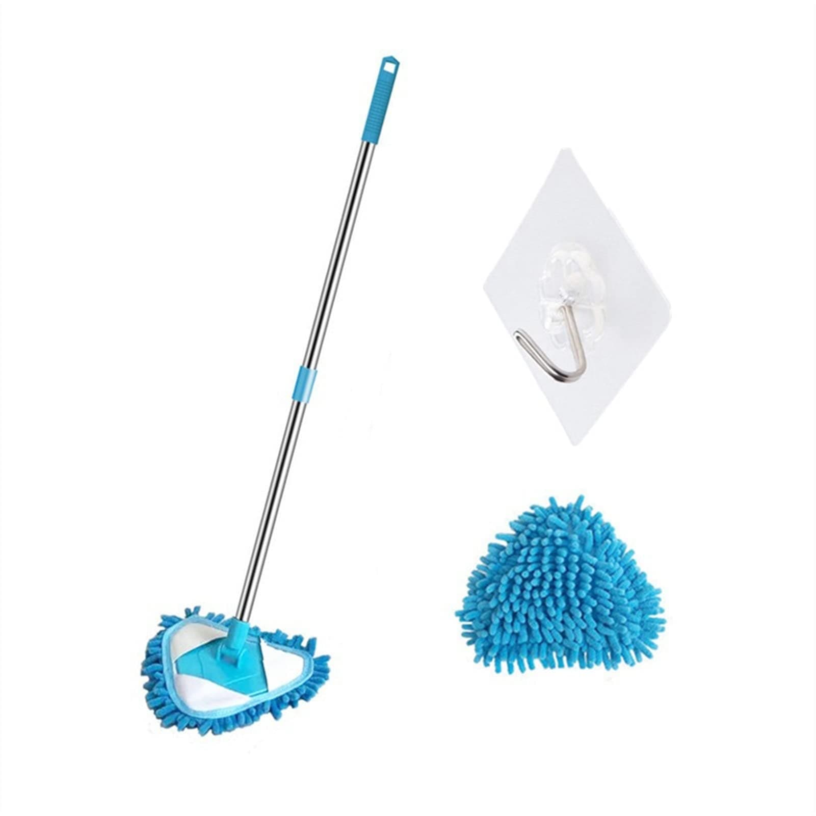 TOMYEUS Triangular Clean Mop 360 Degree Rotatable Cleaning Mop Multi-Functional Telescopic Chenille Microfiber Clean Mop for Glass, Floor, Wall, Car Wash (Style : B)