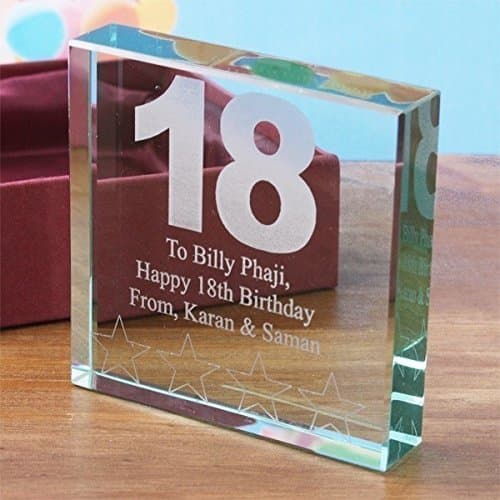 18th Birthday Square Glass Keepsake