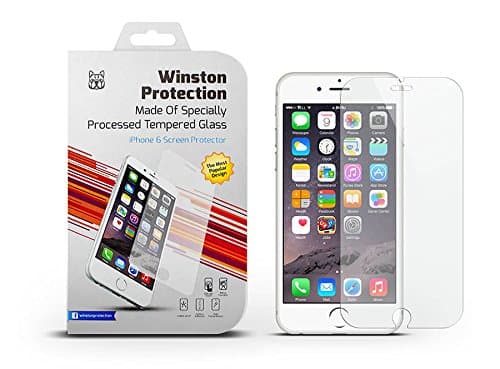 iPhone 6 Glass Screen Protector by Winston Protection Made Of Tempered Glass 0.33mm Thickness And Best 9H Hardness Which Is Scratch Proof and Bubble Free To Protect My Apple Device