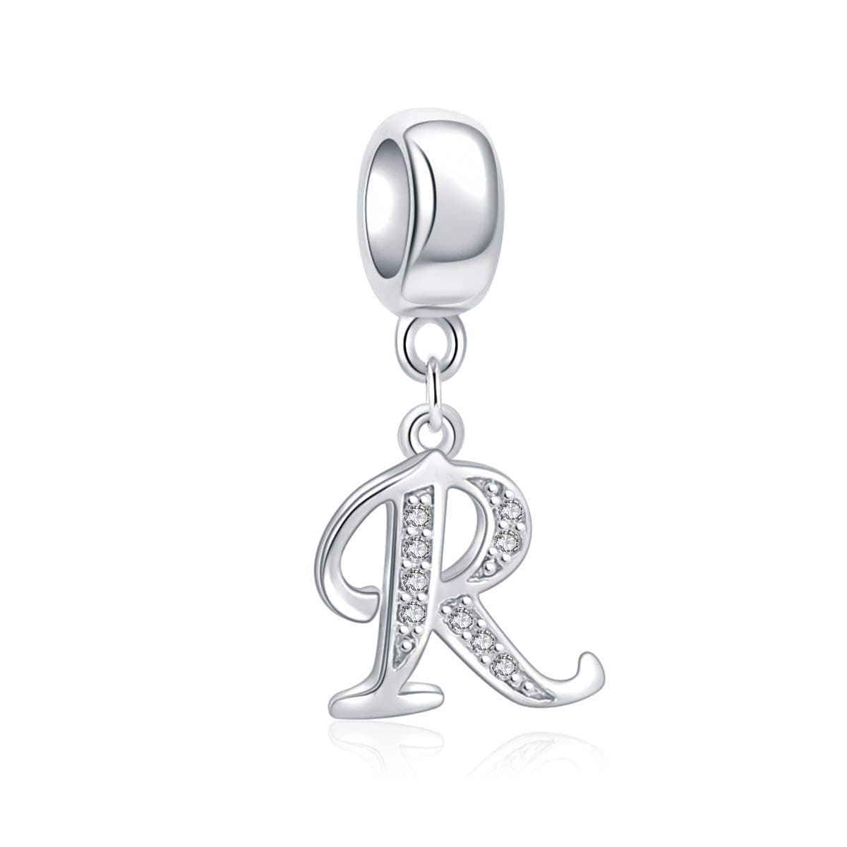 925 Sterling Silver Letter Beads Initial A-z Dangle Alphabet Crystal Charm Fits European Bracelet Gift for Mother Valentines day