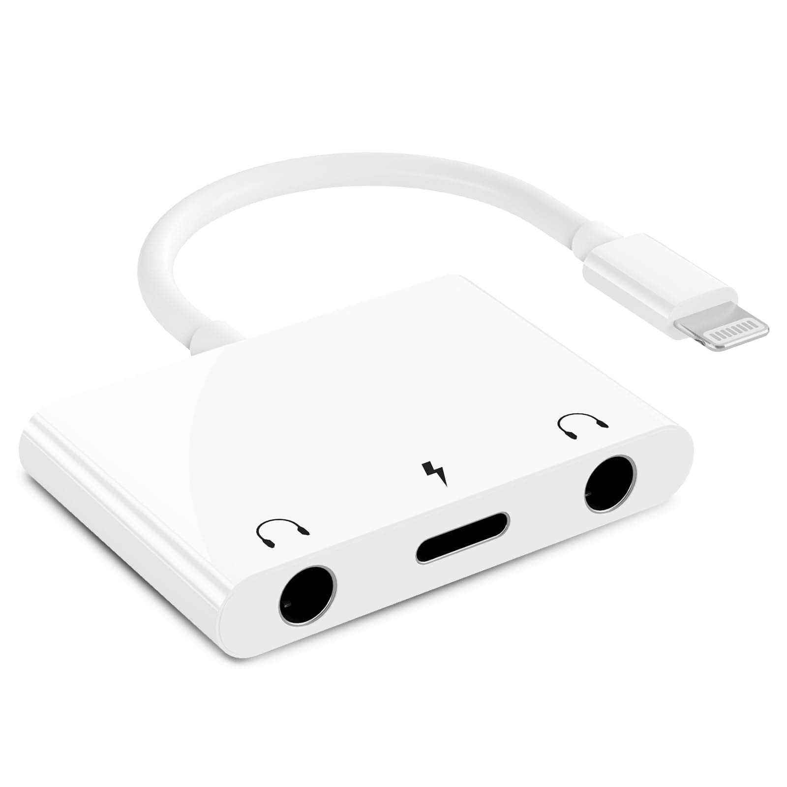 PNBLAECE Headphone Splitter for iPhone, 3 in 1 iPhone Headphone Jack Adapter With Dual 3.5mm Headphone Jack and Charging Port Compatible Phone 14/13/12/11/8/7/Pad