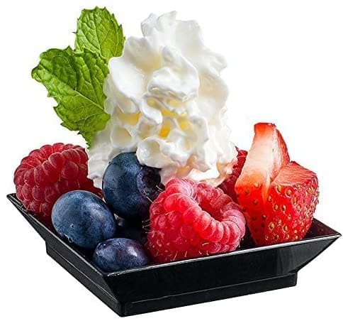 zappy 800 Mini Dessert Plates 2.5" x 2.5" 800 Square Mini Plates - Disposable Hard Plastic Petite Tasting Sample Plastic Mini Dessert Plates Mini Square Appetizer Plates Black