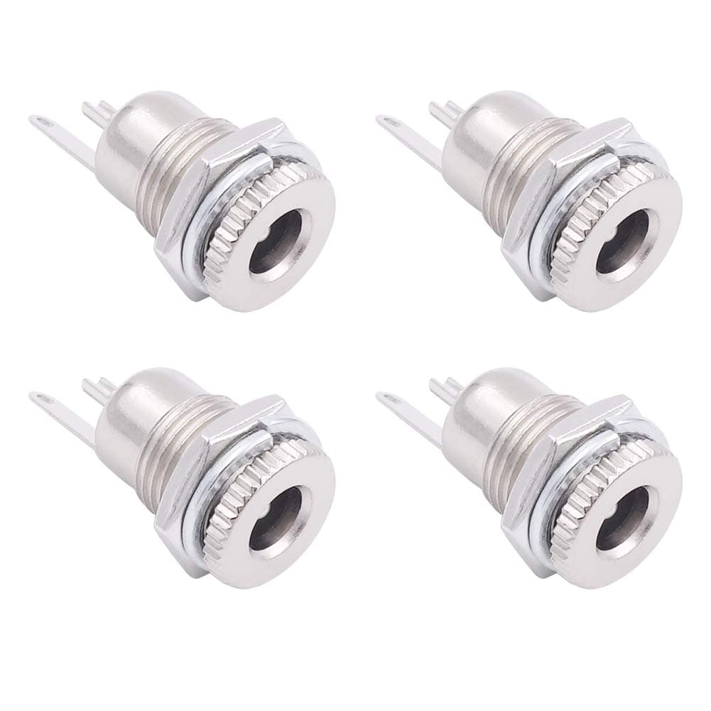 DC Power Jack Socket, 4-Pack 5.5mm x 2.5mm Barrel Mounting Female Panel Mount Solder Power Supply Jack Connector Adapter Socket