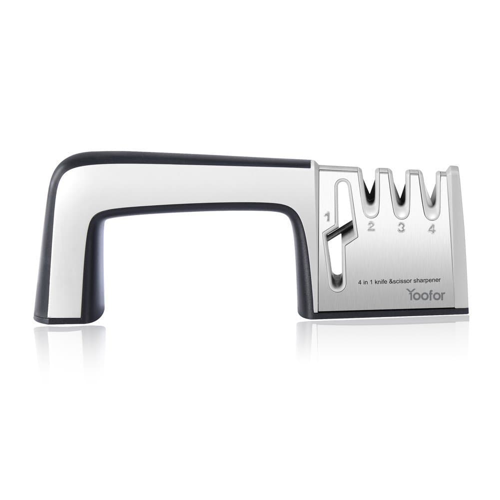 Yoofor Kitchen Sharpener for Knives, Scissors - Professional 4-phase Sharpening System, Colour: Black