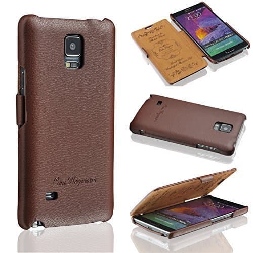 CoinKeeper Case for Samsung Galaxy Note 4, *** Real Leather – Handmade *** – Accessories Samsung Protective Flip Cover Case – Blac/Tan/White/Red/Pink