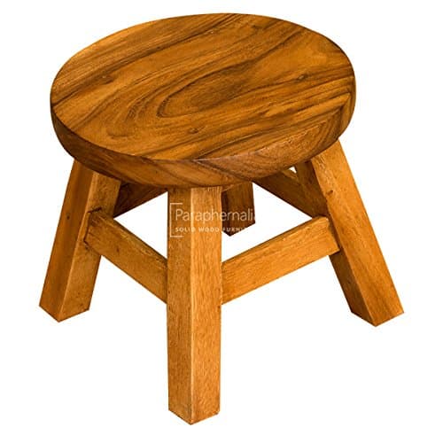 Solid suar wood round short stool (Part of our monkey pod range)