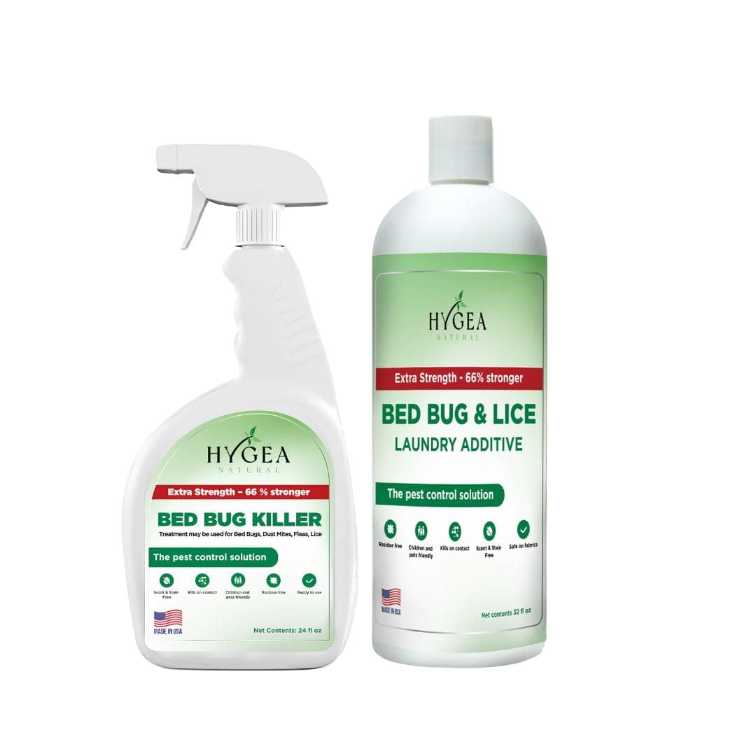 Bed Bug & Lice Extra Strength Elimination Duo - Includes 24 oz Lice & Bed Bug Spray & 32 oz Laundry Additive - environmentally responsible Formula - Pest Control for Home & Travel