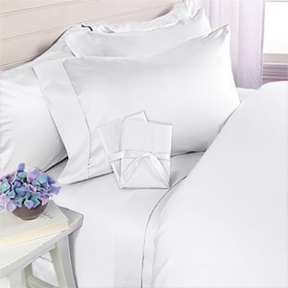 Luxurious 1200-Thread-Count Queen Sheet Set 1200TC 100% Egyptian Cotton (NOT Microfiber Polyester) Sheet Set 1200 TC - White Solid