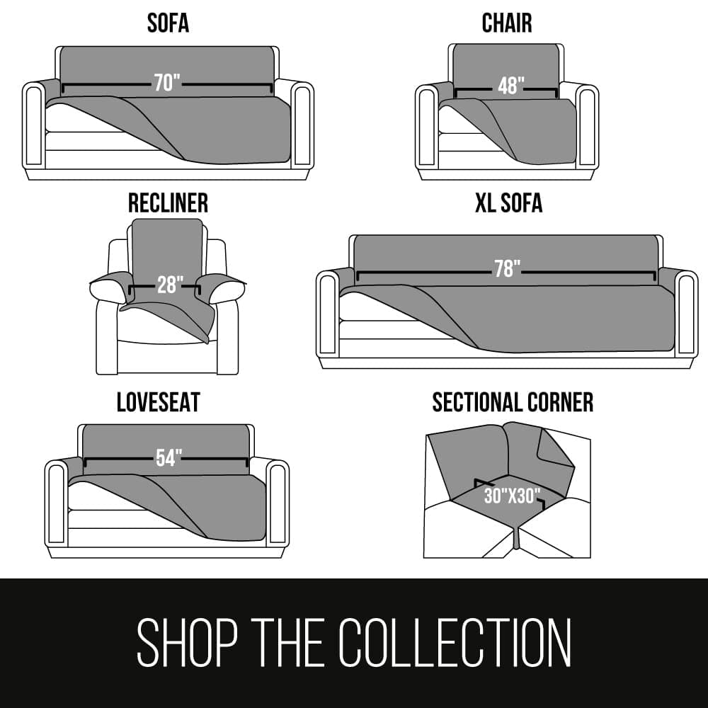 Sofa Shield Patented Couch Slip Cover, Large Cushion Protector, Reversible Stain and Dog Tear Resistant Slipcover, Quilted Microfiber 70” Seat, Washable Covers for Dogs Pets Kids, White