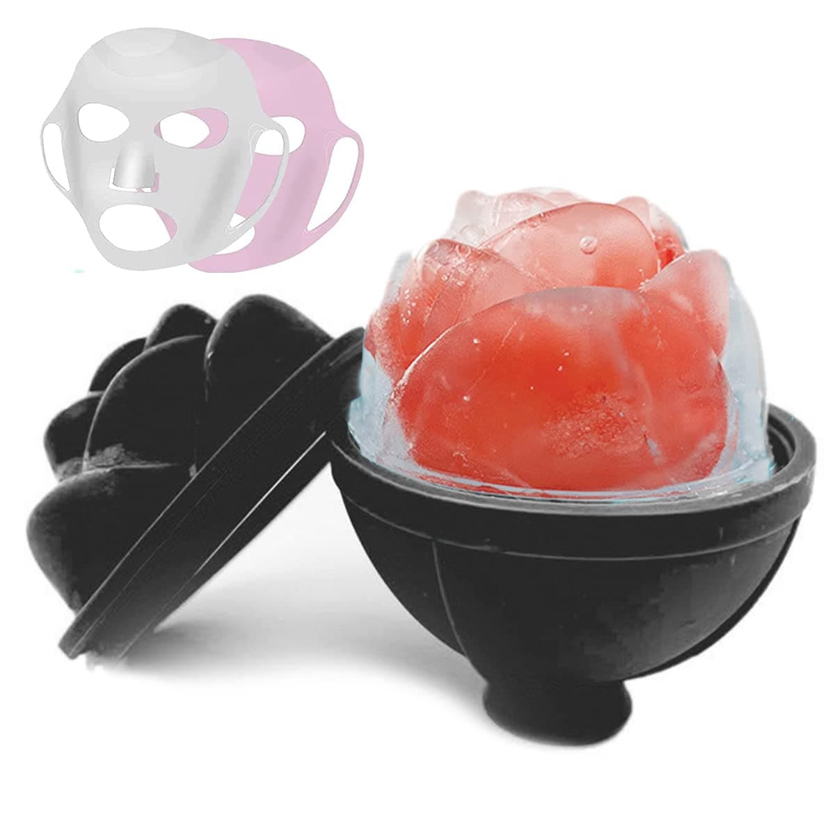 3 pcs set Ice Face Roller 2024 & Face Mask cover, Facial Beauty Ice Roller Skin Care Tools, Skin Care Products-For Face & Eyes, Remove Fine Lines, Shrink Pores, Reduce Acne, Lubricate the Skin (Black)