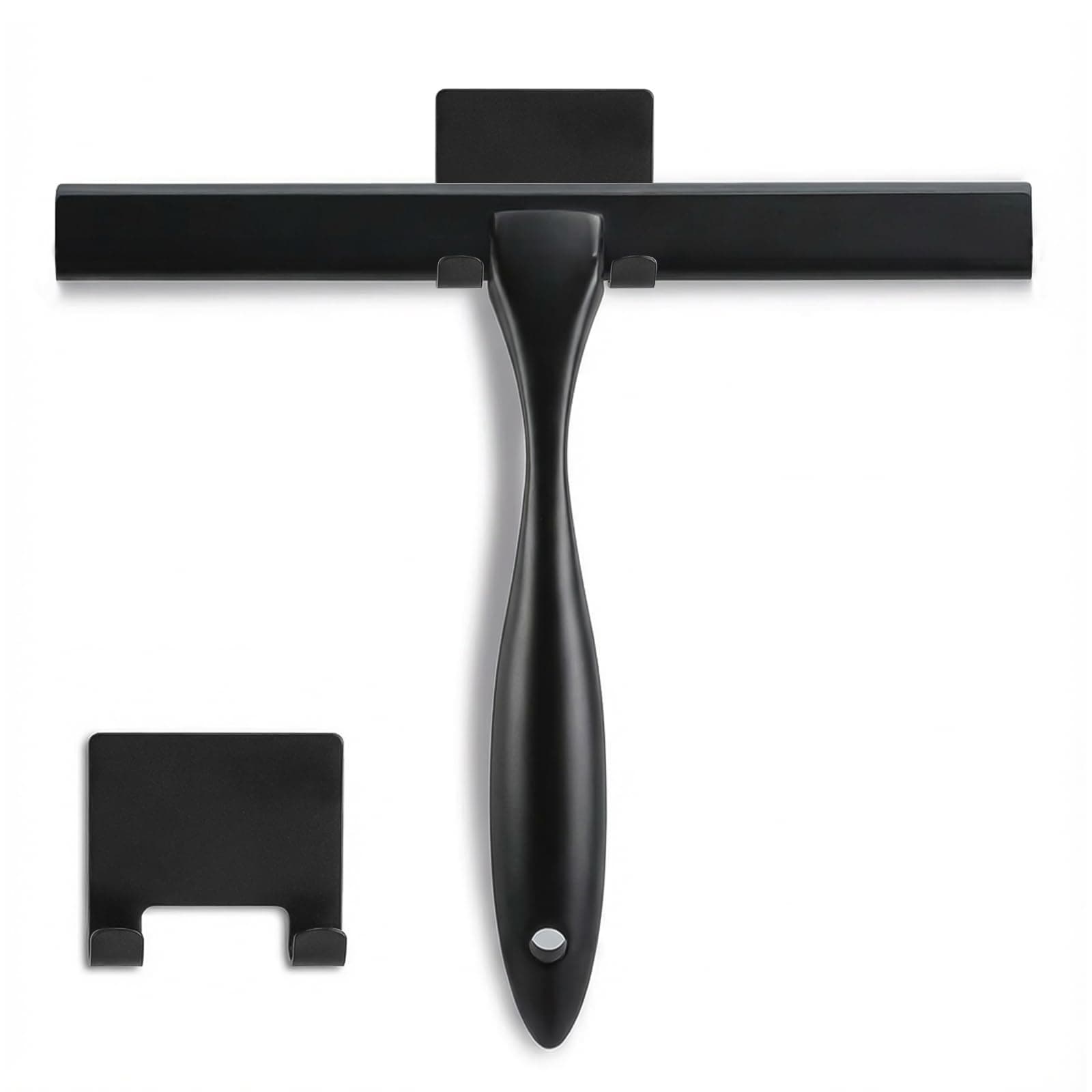 NETANY Shower Squeegee, 10-Inch Matte Black Squeegee, All-Purpose Stainless Steel Squeegee for Bathroom, Shower Doors, Mirrors, Tiles and Car Windows - 100% Streak Free