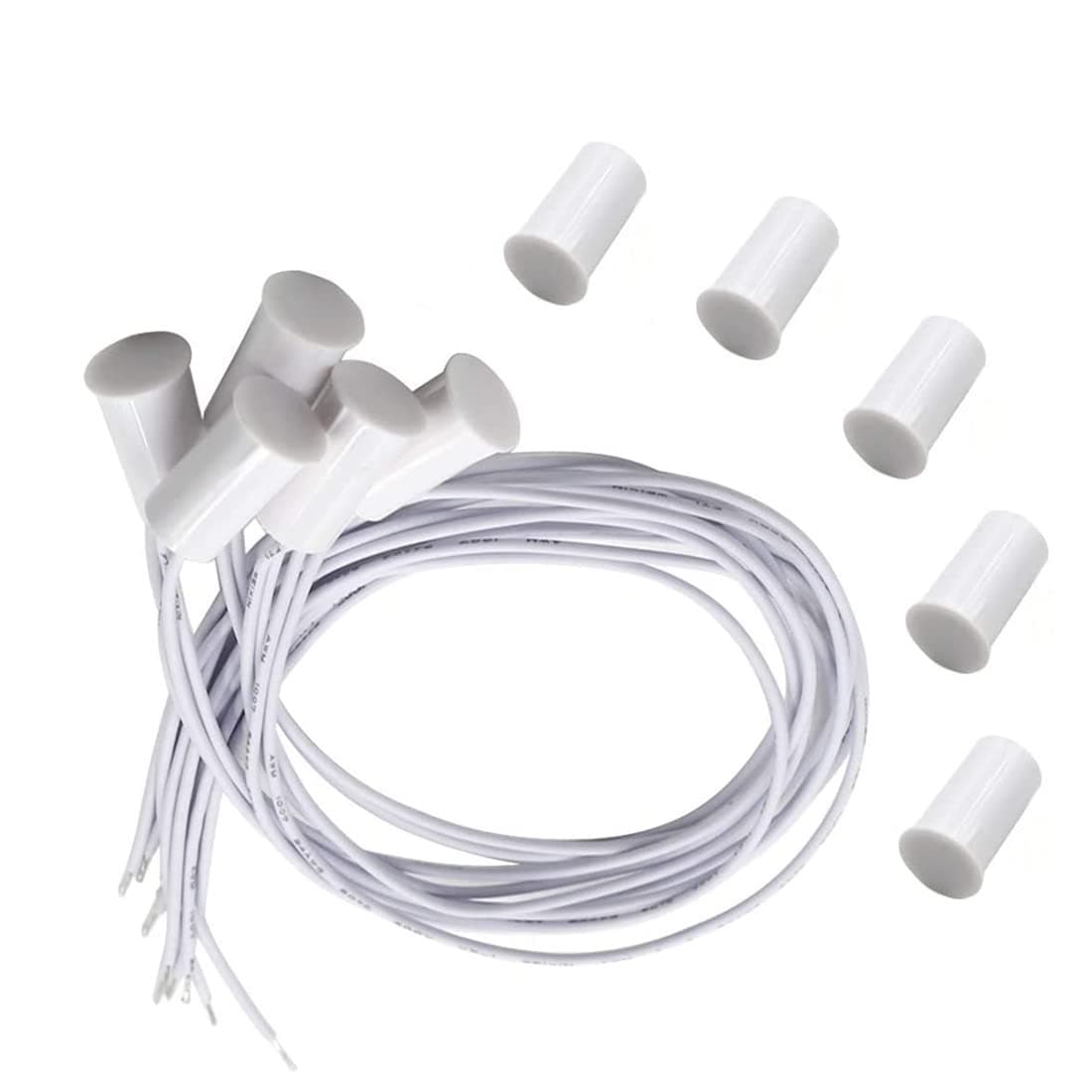Magnetic Door Switch RC-33 NC Recessed Wired Security Window Door Contact Sensor Alarm White- (5 Sets)
