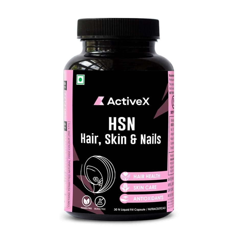 ActiveX HSN Capsules with Advance Dual Release Technology - Pumpkin Seed Oil, Hibiscus Oil, Pomegranate Oil, Omega 3-Flaxseed, and More - Nourish Your Hair, Skin, and Nails for Enhanced Health and Beauty | 30 Capsules